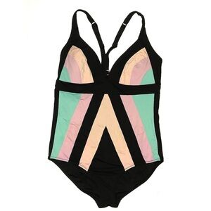 City Chic Color Block 1 One Piece Swimsuit Plus Size 16 Beach Pool Coastal